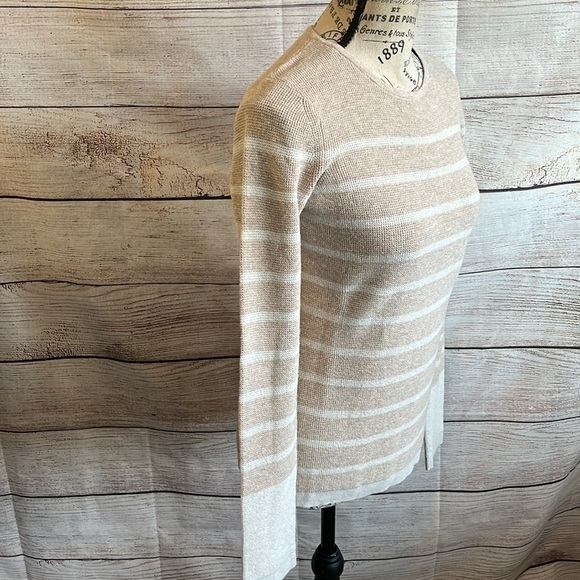 Kinross Thermal Pullover Sweater Cotton & Cashmere Blend Tan White Size Small - Picture 3 of 7